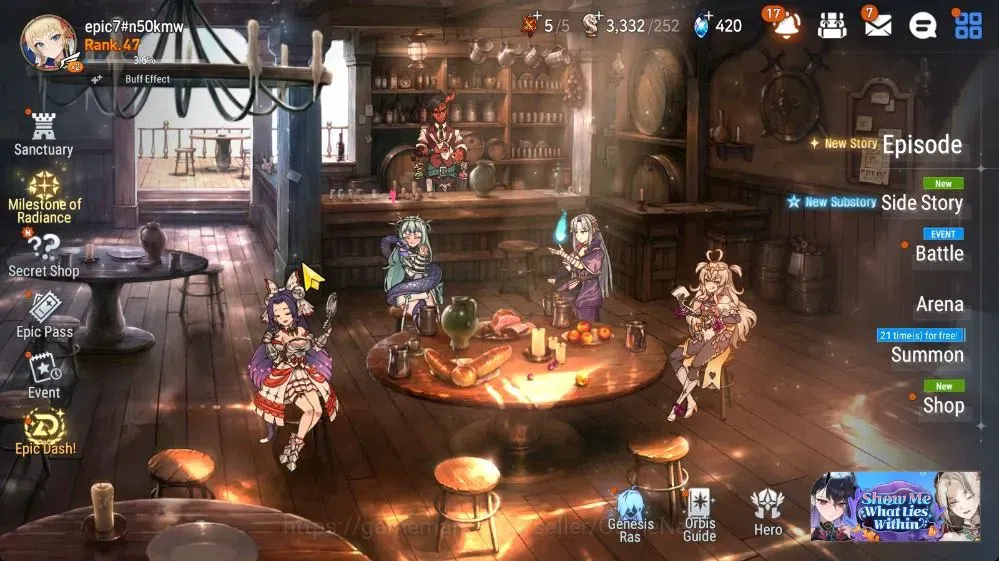Epic Seven Accounts Limited Hero Global UnVerif|New Era| 4 ML(Boss Arunka,Belian,etc)+Aube,Aubade Ludwig,Setsuka,etc|5k 1