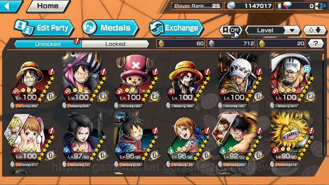 One Piece Bounty Rush Accounts Global| 5 EX 1 MAX| Navy HQ [Sakazuki],T5E Jaygarc image 6