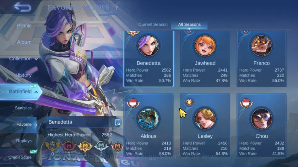 Mobile Legends: Bang Bang Accounts Hero 132|Skin 239|High Glory 53|KOF Karina,CC Nata image 13