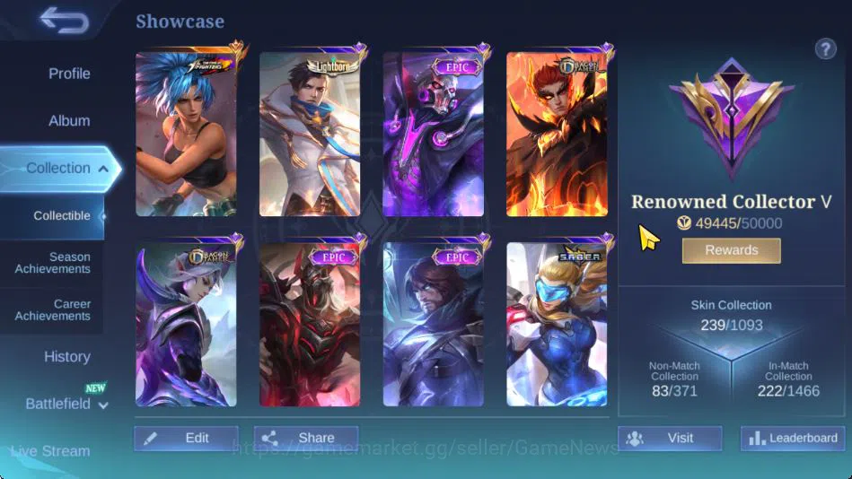 Mobile Legends: Bang Bang Accounts Hero 132|Skin 239|High Glory 53|KOF Karina,CC Nata image 15