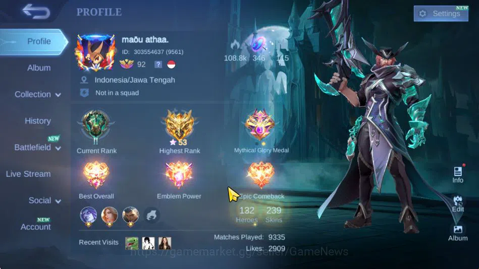 Mobile Legends: Bang Bang Accounts Hero 132|Skin 239|High Glory 53|KOF Karina,CC Nata image 16
