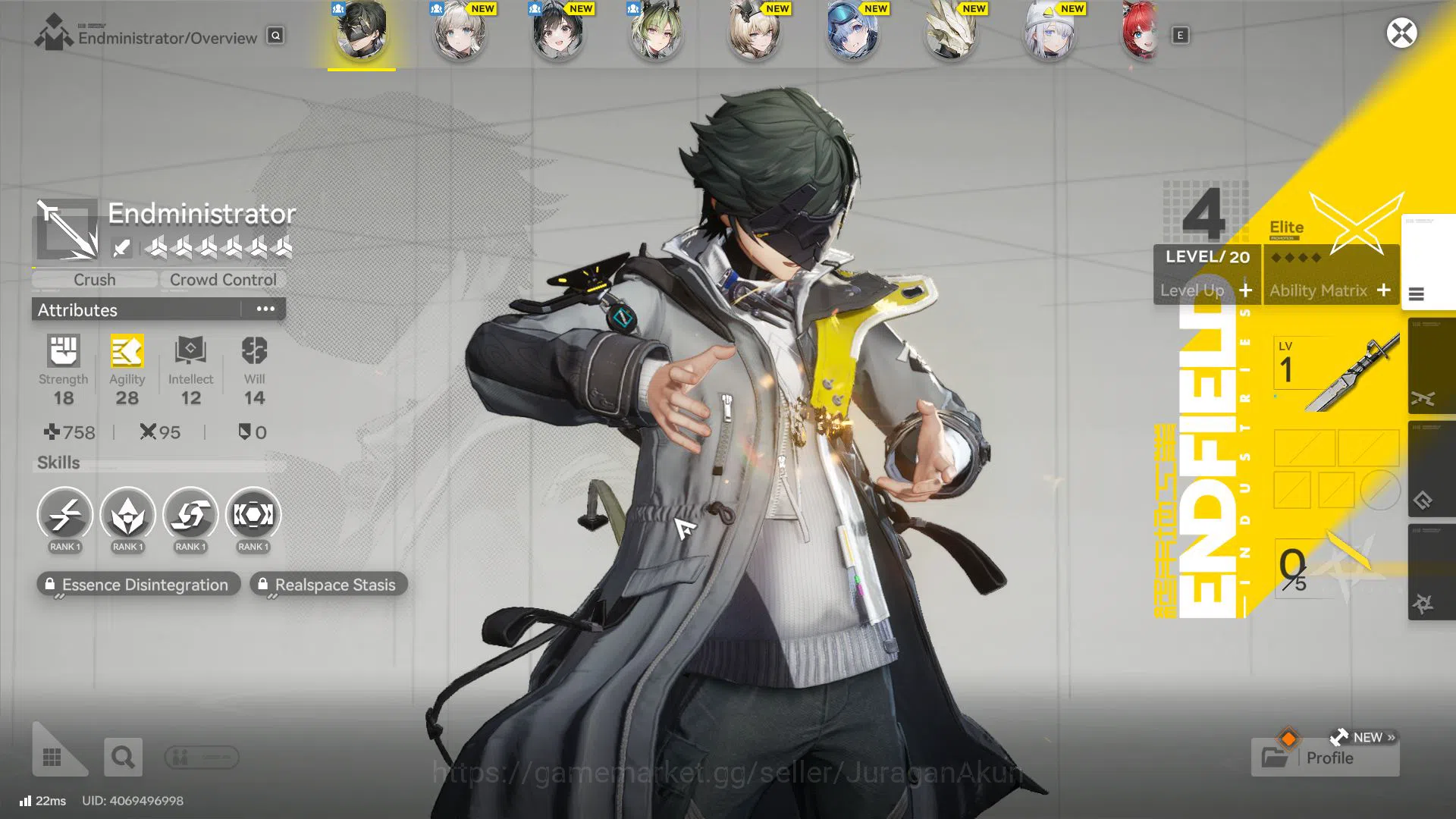 Arknights: Endfield Accounts ASIA LVL 2|Fresh Starter 1SSR(Lifeng)+5 SR|2 WEAPON B6(Night Nova,Forgeborn Scathe)|Female 7