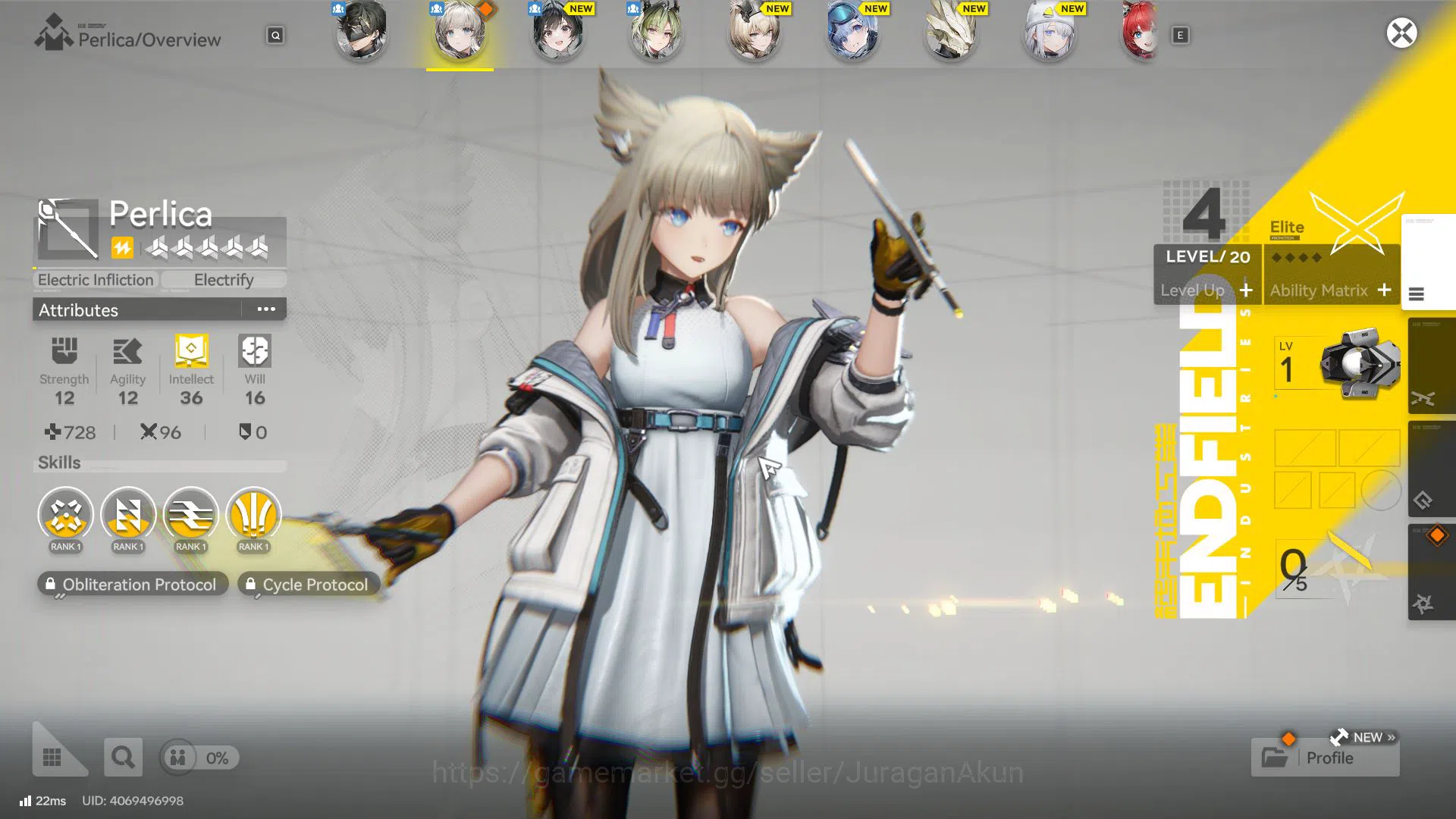 Arknights: Endfield Accounts ASIA LVL 2|Fresh Starter 1SSR(Lifeng)+5 SR|2 WEAPON B6(Night Nova,Forgeborn Scathe)|Female 8