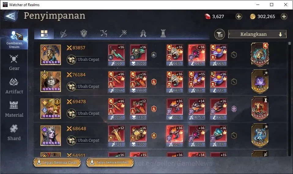 Watcher of Realms Accounts GLOBAL 60x|Lv 56|1,8M Power|3K Gems|2 Lord[Praetus image 13