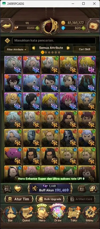 The Seven Deadly Sins: Grand Cross Accounts Endgame Global | 191,469k CC |1 LR|1 UR|LR Elizabeth 1/6|UR Demon King Meliodas 5