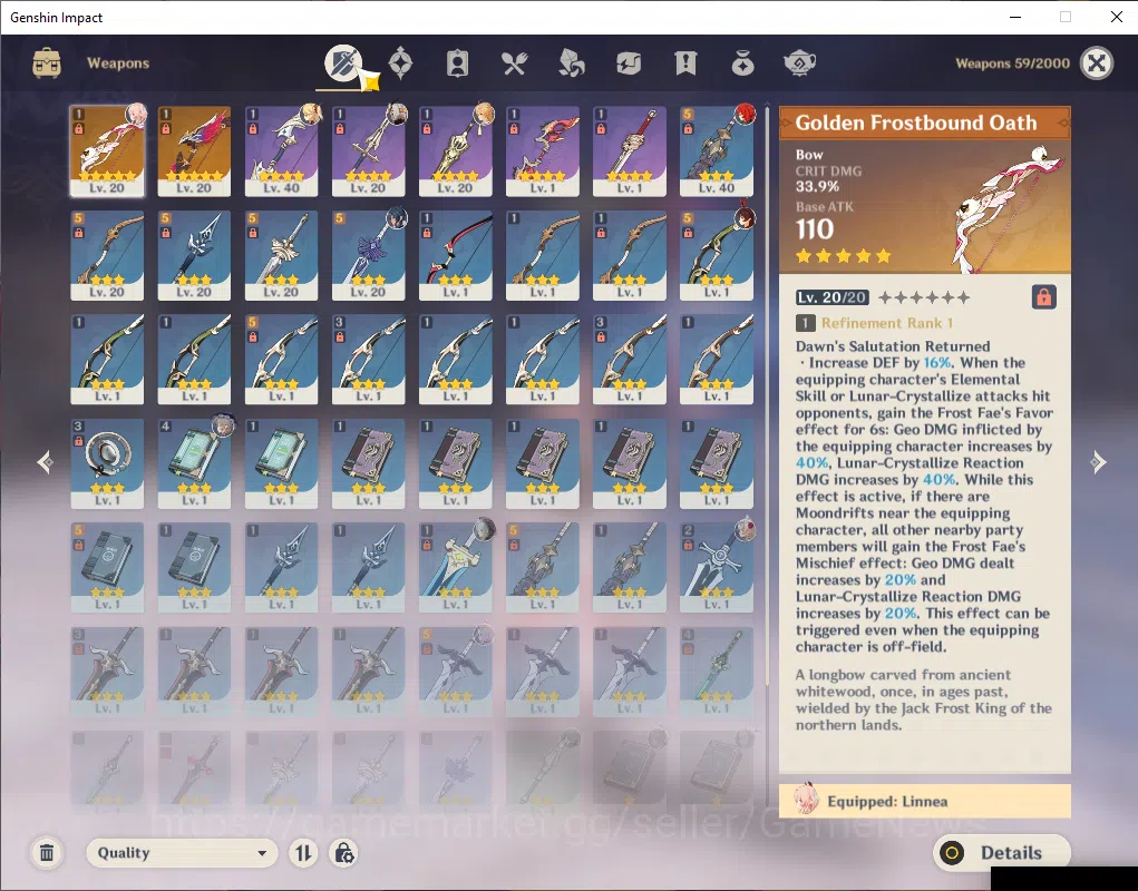 Genshin Impact Accounts ASIA|Starter|AR 25|1 Limited+2(*5Weapon)| LinneaC1 image 10