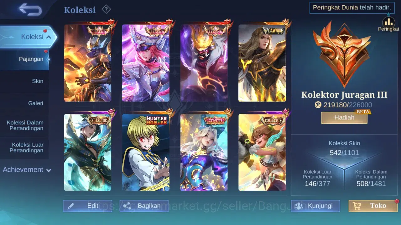 Mobile Legends: Bang Bang Accounts GLOBAL Hero 131 Skin 542 | Legend Granger Freya Fr image 10