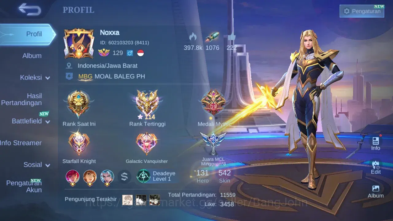 Mobile Legends: Bang Bang Accounts GLOBAL Hero 131 Skin 542 | Legend Granger Freya Fr image 16