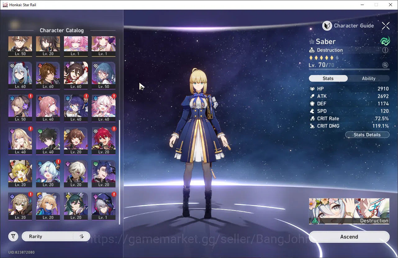Honkai Star Rail Accounts Others ASIA TL60|14 Limit|Anaxa|Saber|Sunday|Luocha|Kafka|Black 3