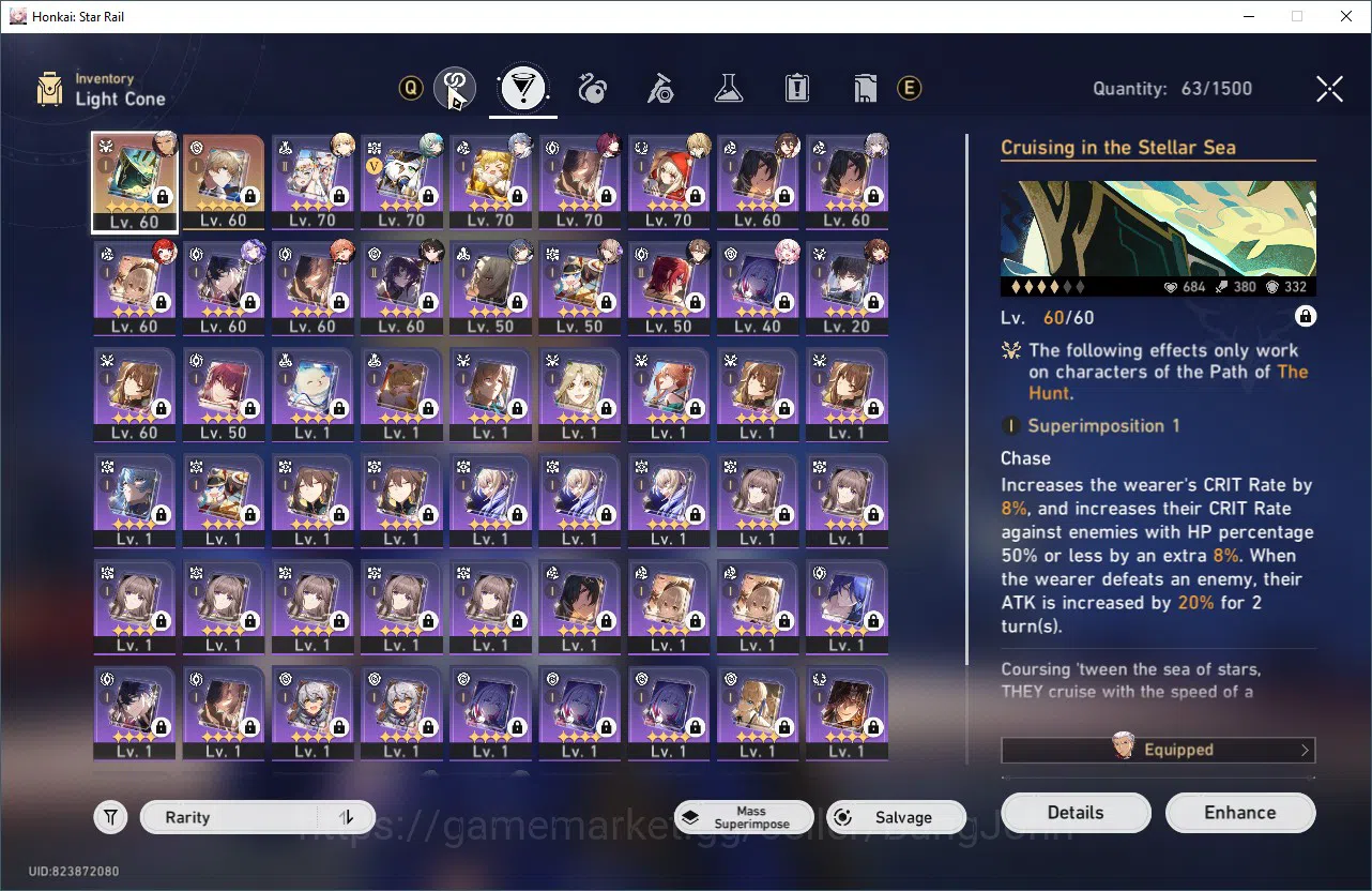 Honkai Star Rail Accounts Others ASIA TL60|14 Limit|Anaxa|Saber|Sunday|Luocha|Kafka|Black 5