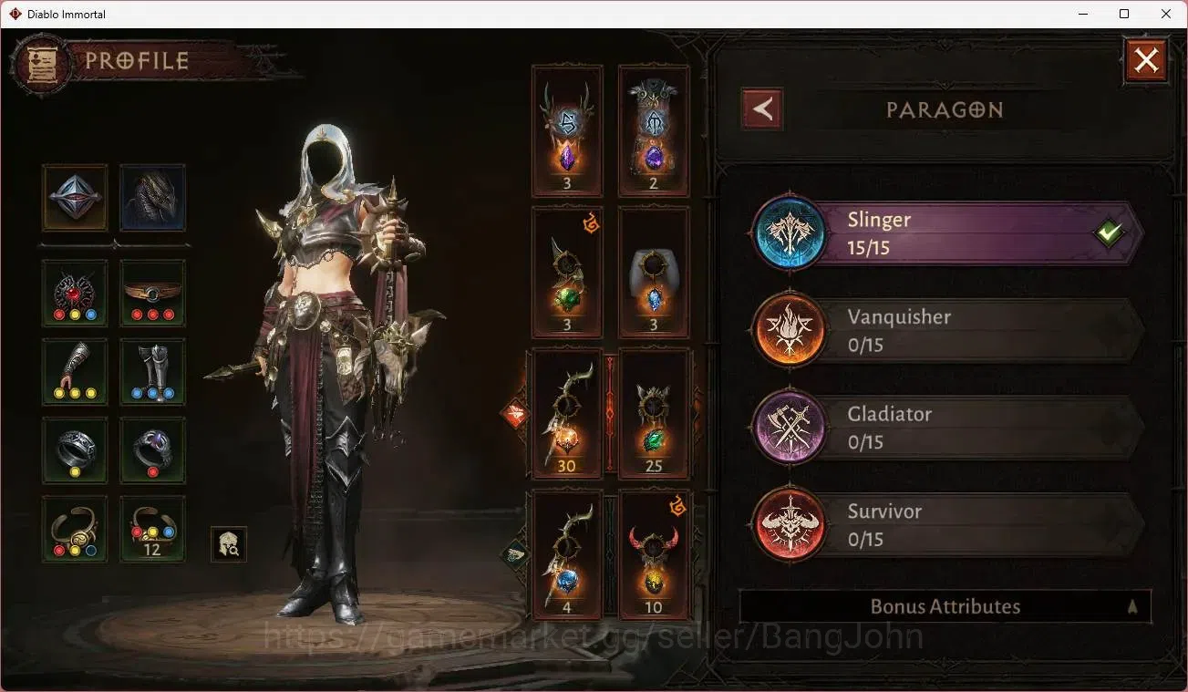 Diablo Immortal Accounts Mid-Tier SEA - Izual | 60 (696) Warlock-Slinger | CR 34k | Reso 360 | Inferno 1  | L30 (3 2