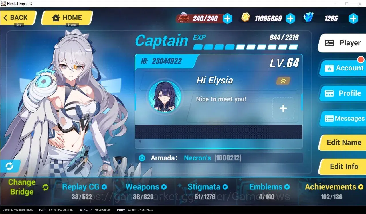 Honkai Impact 3rd Accounts Mid-Game SEA Lv64|2 Fullset (Raiden Mei Xentinel DC,Bronya Zaychik NEX) Theresa Apocalypse SI 5