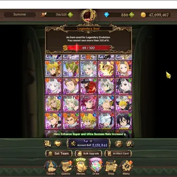 The Seven Deadly Sins: Grand Cross Accounts Endgame Asia|5.1M CC|69 LS +887 DM|8 LR, 10 UR