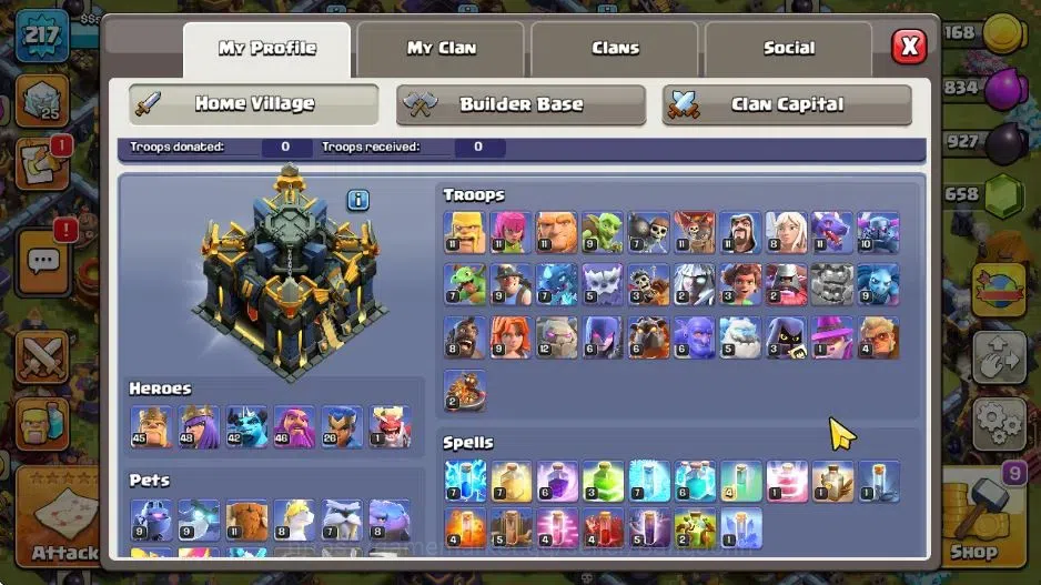 Clash of Clans Accounts Global|TH17-BH9|LVL 217|ManySkin|HH 9|League Titan image 7