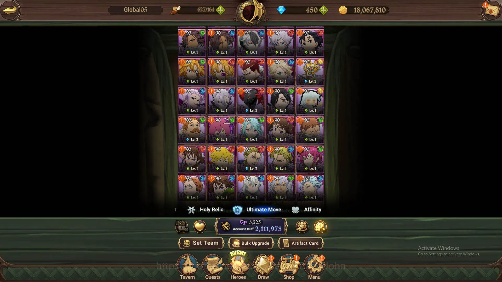 The Seven Deadly Sins: Grand Cross Accounts Others GLOBAL|2.1M CC|DM 450|1LR Helbram|6 UR 10