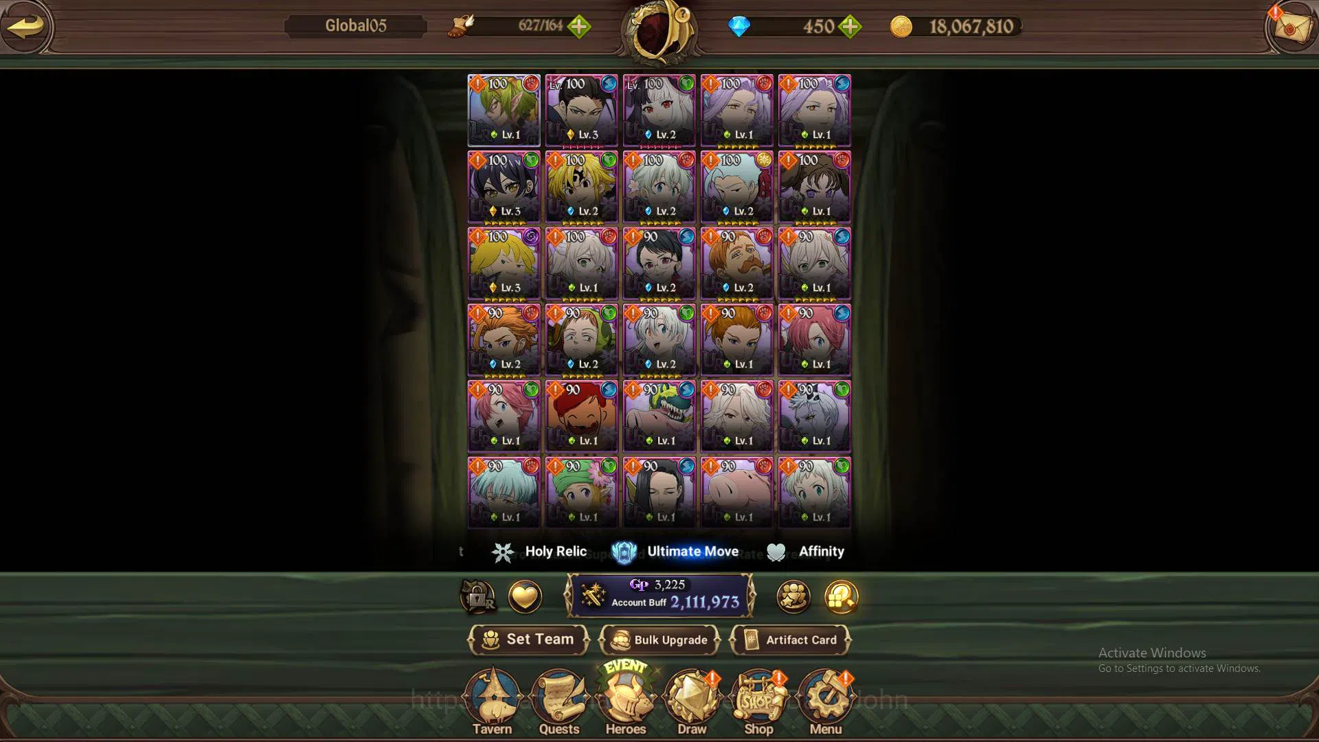 The Seven Deadly Sins: Grand Cross Accounts Others GLOBAL|2.1M CC|DM 450|1LR Helbram|6 UR 9