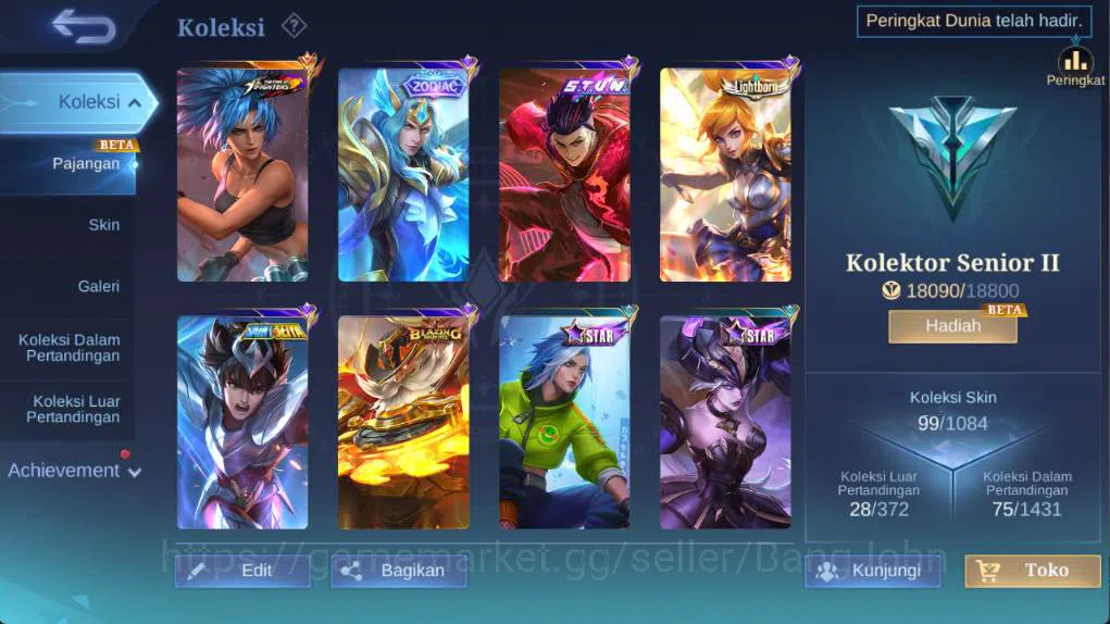 Mobile Legends: Bang Bang Accounts hero 77 skin 99 kof karina, stun chou, lightborn f image 2
