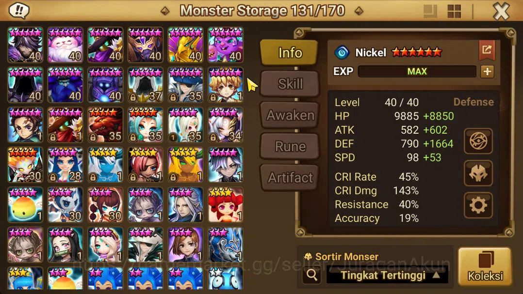 Summoners War: Sky Arena Accounts Mid-Game ASIA Lv 100|1 LD(Birgitta)|56 NB5 Total(Leo,Joshephine,Teshar,Etc)+ 132 11