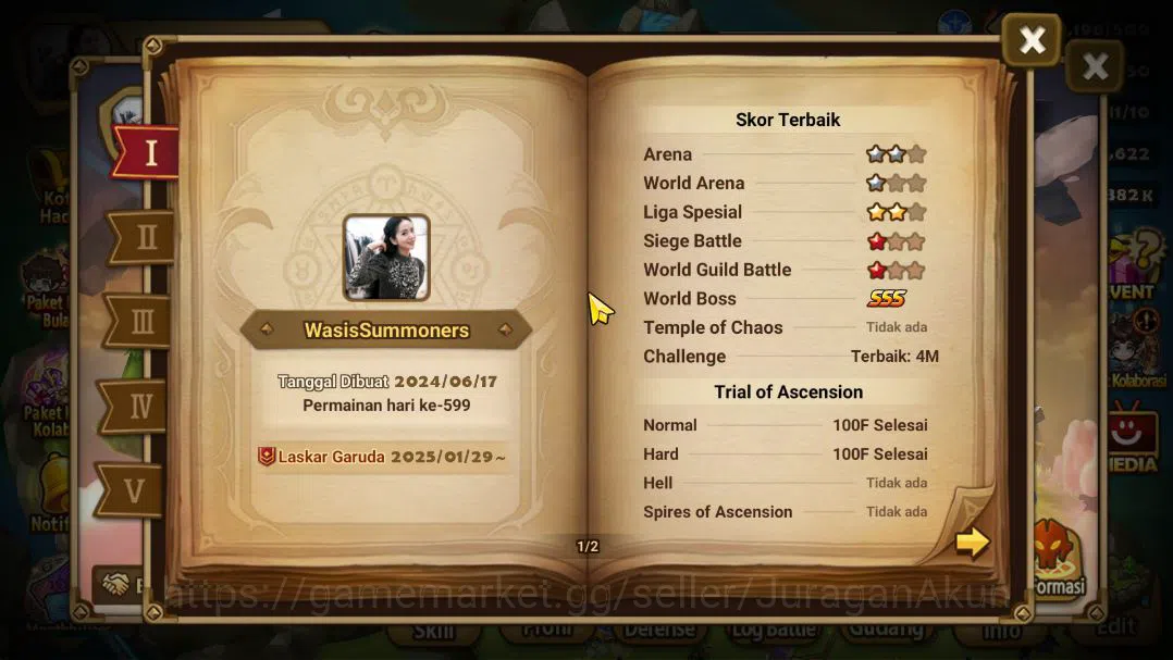 Summoners War: Sky Arena Accounts Mid-Game ASIA Lv 100|1 LD(Birgitta)|56 NB5 Total(Leo,Joshephine,Teshar,Etc)+ 132 4