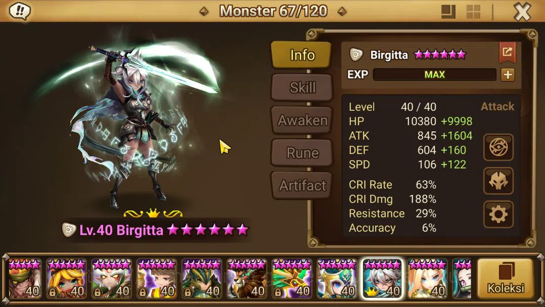 Summoners War: Sky Arena Accounts Mid-Game ASIA Lv 100|1 LD(Birgitta)|56 NB5 Total(Leo,Joshephine,Teshar,Etc)+ 132 6