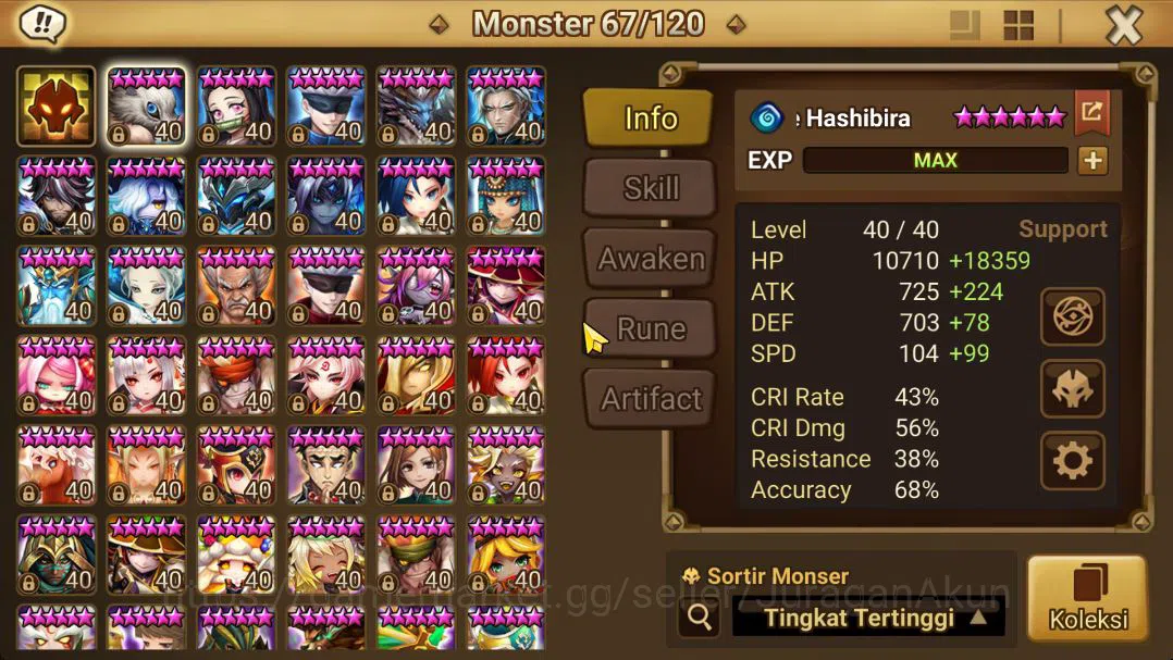 Summoners War: Sky Arena Accounts Mid-Game ASIA Lv 100|1 LD(Birgitta)|56 NB5 Total(Leo,Joshephine,Teshar,Etc)+ 132 7