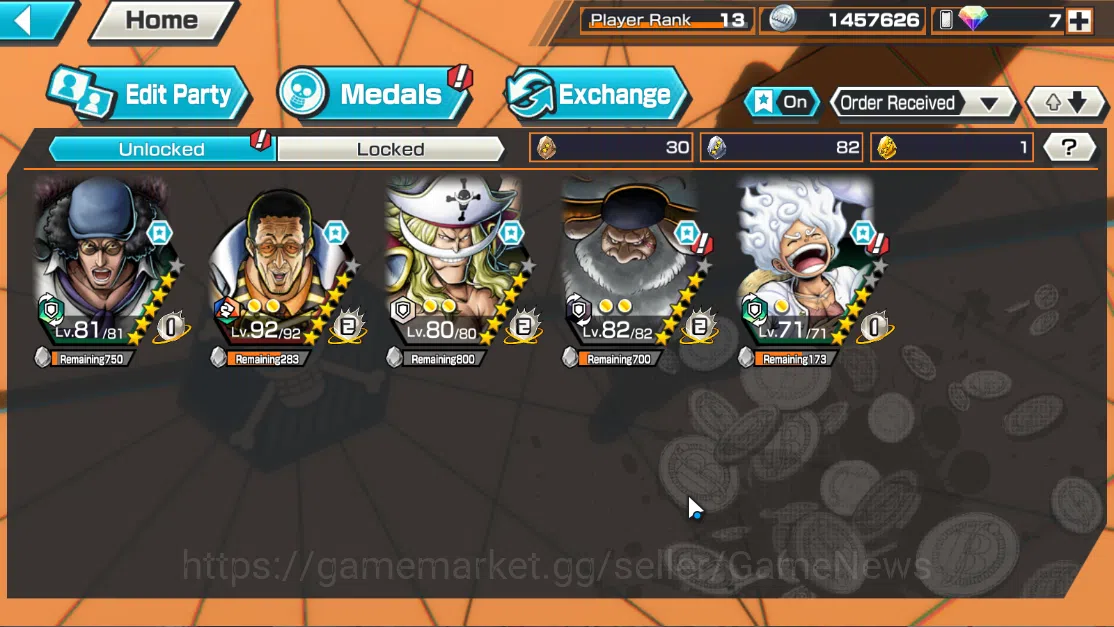 One Piece Bounty Rush Accounts Global|5EX|BP Kuzan,AMSK[Borsalino],Great Pirate N image 3