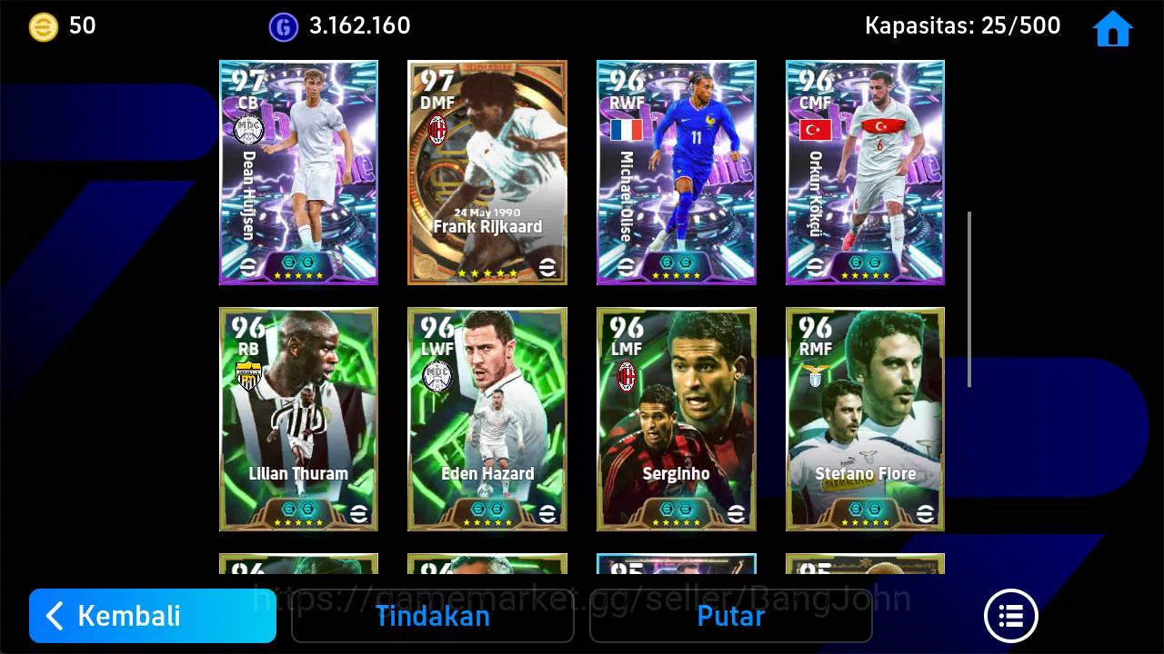 eFootball Accounts Others Power 3179, C Puyol Epic, F puskas legend, Edmilson epic, Donadoni epic, Fiore epic, Thuram Epic 4