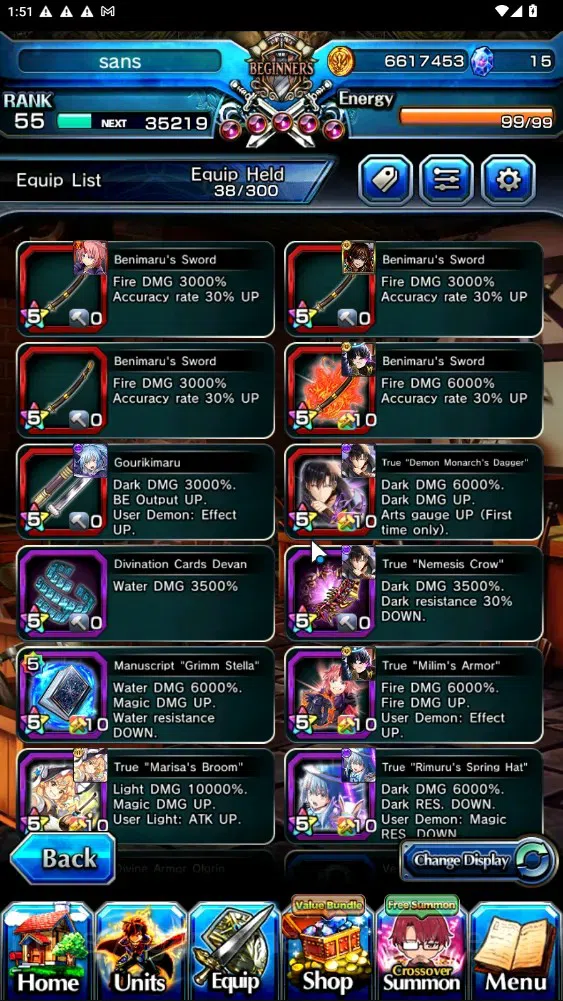 Grand Summoners Accounts End-Game Global|Rank 55|6 Ascend 3 TW|(2x Sung Jinwoo,RR Rimuru,Marisa Kirisame)+TW,Isliid HP,Selia 9