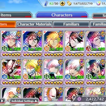 Bleach: Brave Souls Accounts High-End Global|51K Orb|TYBW26 Gremmy,11th GrimJow,10th Rukia,Ichigo,Renewd Byakuya,Aizen,Duo