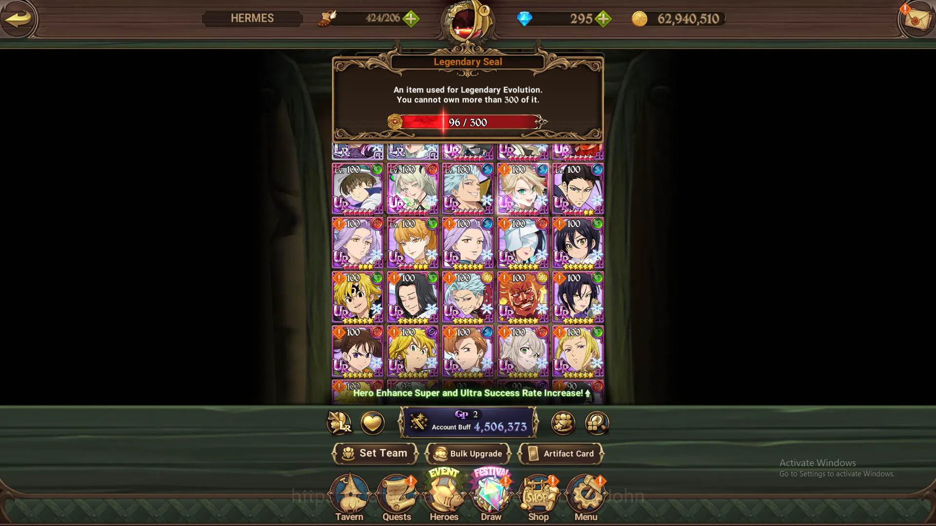 The Seven Deadly Sins: Grand Cross Accounts Others GLOBAL|4.5M CC|96LS-DM 295|2LR Gowther,Elizabeth3/6|2collab Sho,SHinra|UR 10