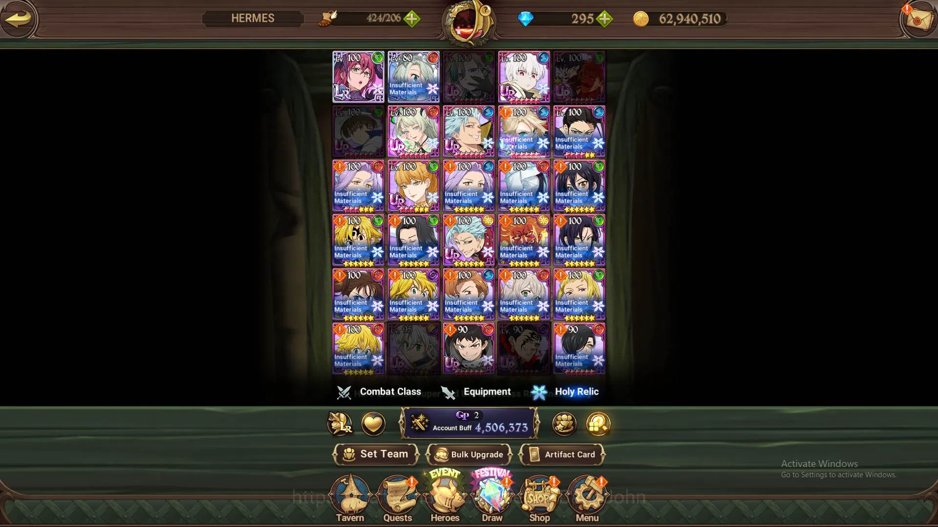 The Seven Deadly Sins: Grand Cross Accounts Others GLOBAL|4.5M CC|96LS-DM 295|2LR Gowther,Elizabeth3/6|2collab Sho,SHinra|UR 11