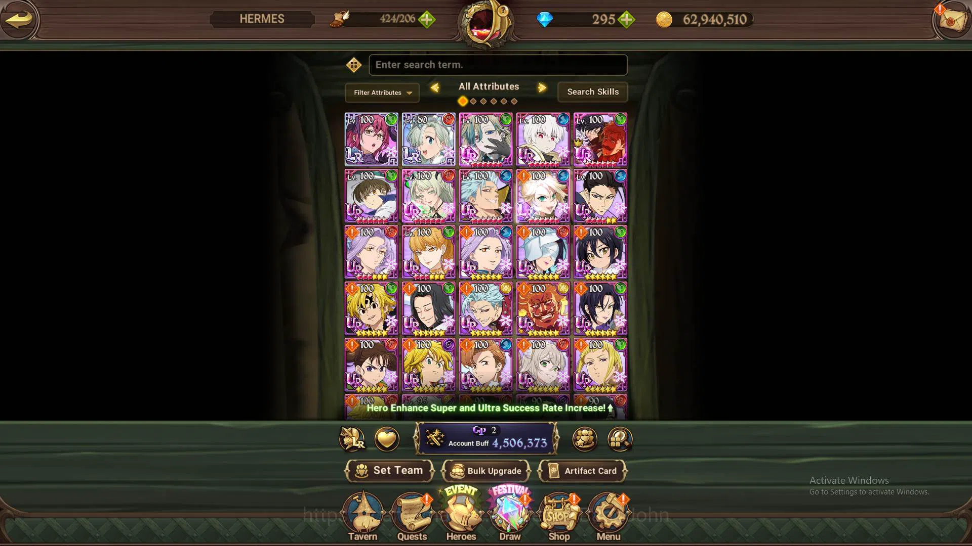The Seven Deadly Sins: Grand Cross Accounts Others GLOBAL|4.5M CC|96LS-DM 295|2LR Gowther,Elizabeth3/6|2collab Sho,SHinra|UR 9