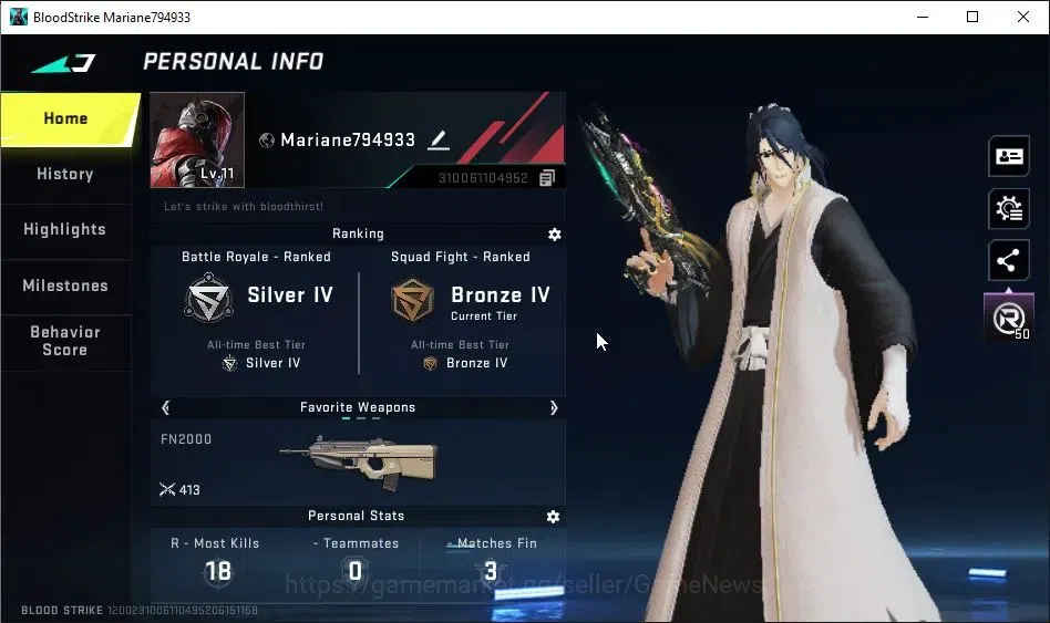 Blood Strike Accounts ASIA|Collab TokRev[Bizon-The Mad Serpant of Ash,FN image 2