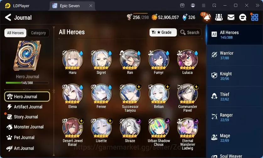 Epic Seven Accounts Limited Hero Global Unverif|8ML(Belian,Lisette,Straze,Etc.)+Collab Haru|PoH ON|Stigma 102K|Theater 1