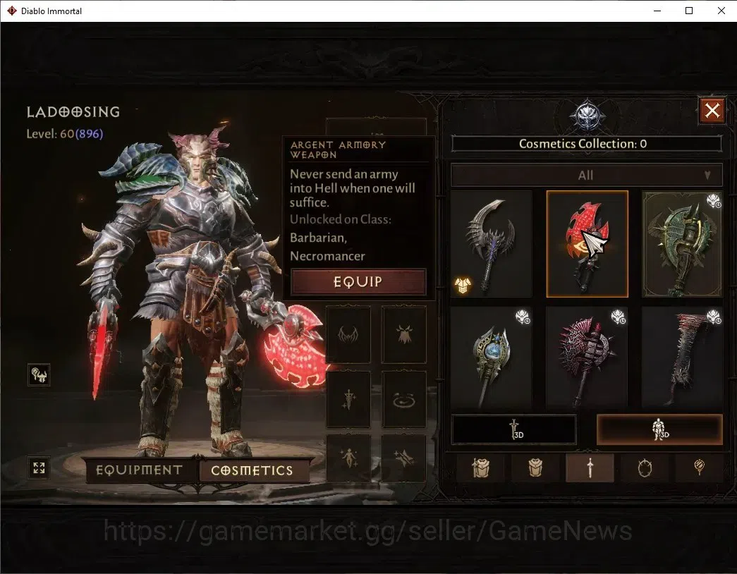 Diablo Immortal Accounts High-End Eu - Secheron |CS ON|Lv60(896)|Barbarian|44K CR|Reso 480|Paragon Maledictor|Inferno IV|2 10