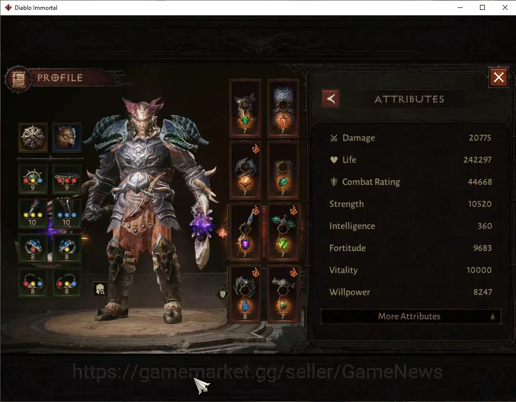 Diablo Immortal Accounts High-End Eu - Secheron |CS ON|Lv60(896)|Barbarian|44K CR|Reso 480|Paragon Maledictor|Inferno IV|2 3