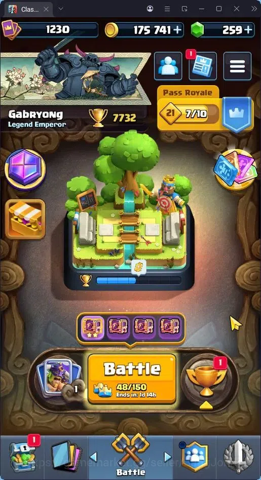 Clash Royale Accounts Others Trophy 7732|CL 1230|KTL 13|121 Cards|7 Champ|3 Hero|11 Evo|Arena 20|259 Gems|Proteck 1