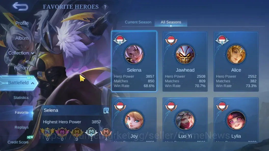 Mobile Legends: Bang Bang Accounts Hero123 |Skin175 |Mythical Glory 101 |CC Natalia,  image 5