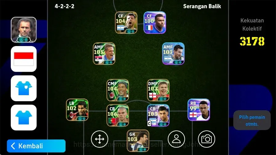 eFootball Accounts Legends & Iconic Players Mobile|PW 3178|Pepe Epic,Ronaldinho Gaucho Epic,Cristian Romero ShowT,Eden 1