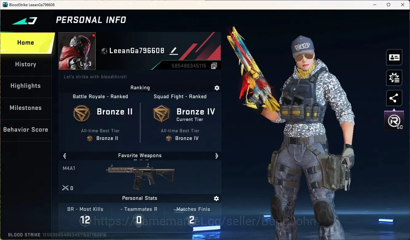 Blood Strike Accounts Rare Skin ASIA|Eternal:MP5-Bloodrift|1 Legendary Gun:Glock-Celestial|1 Name-Changing Card|Check SS 1