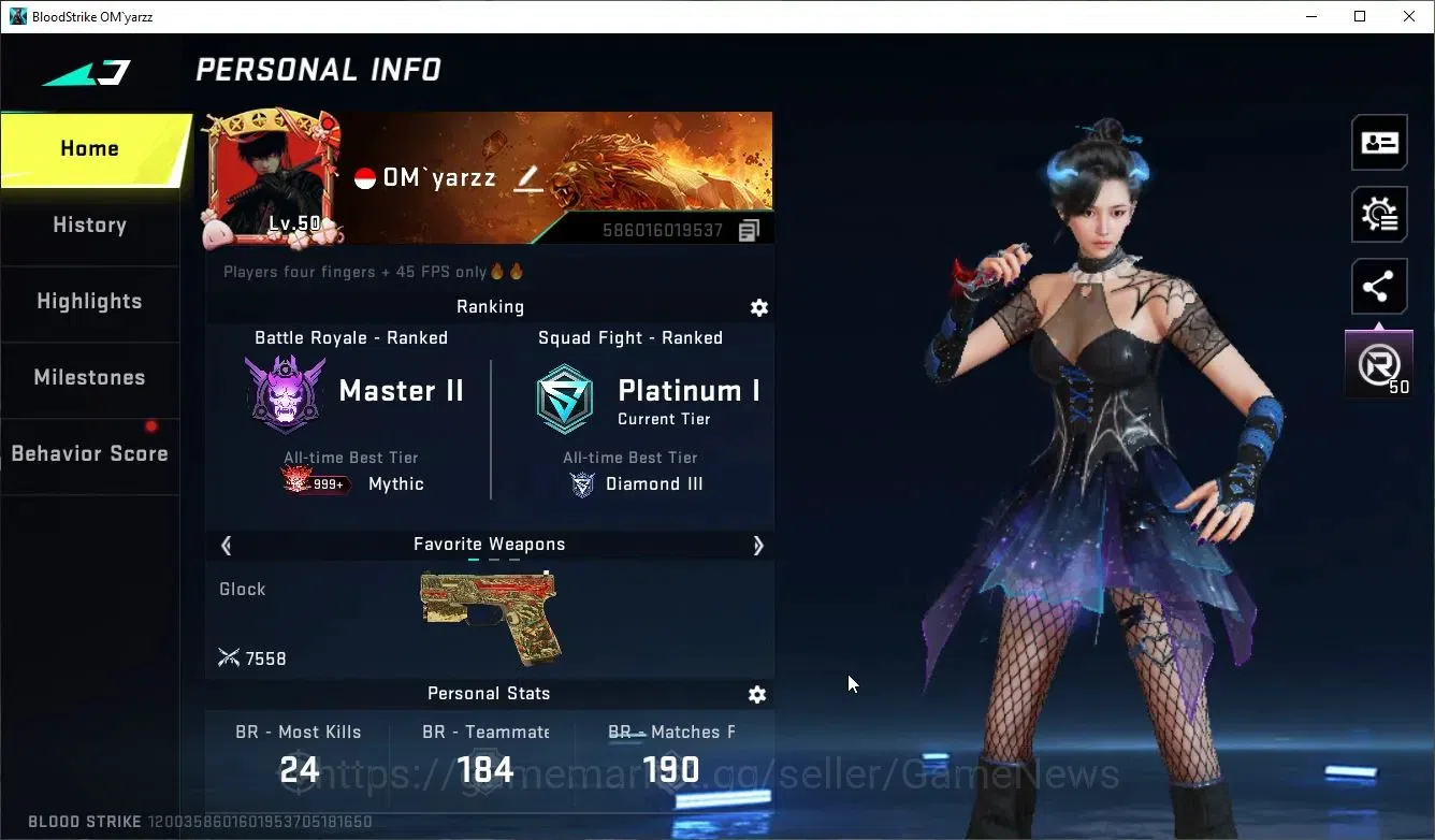 Blood Strike Accounts ASIA|ETERNAL DeAgle+MELE TalonKnife,Collab 7DS[Kar image 2