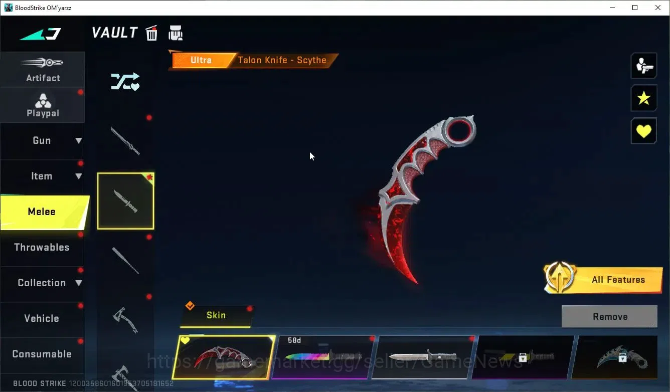 Blood Strike Accounts ASIA|ETERNAL DeAgle+MELE TalonKnife,Collab 7DS[Kar image 9