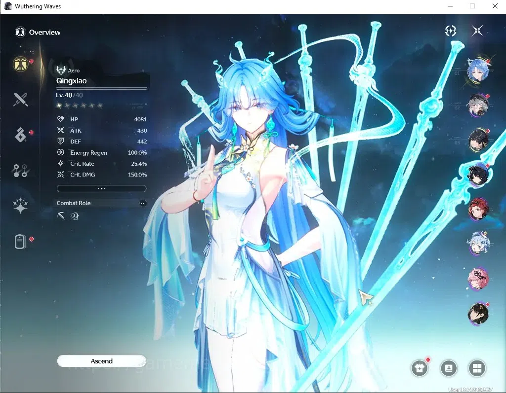 Wuthering Waves Accounts Starter Asia|Starter UL 20|1 Limited|Qingxiao+Sign|DB lvl 7|All Unset|Low Explore and Quest|Female 1