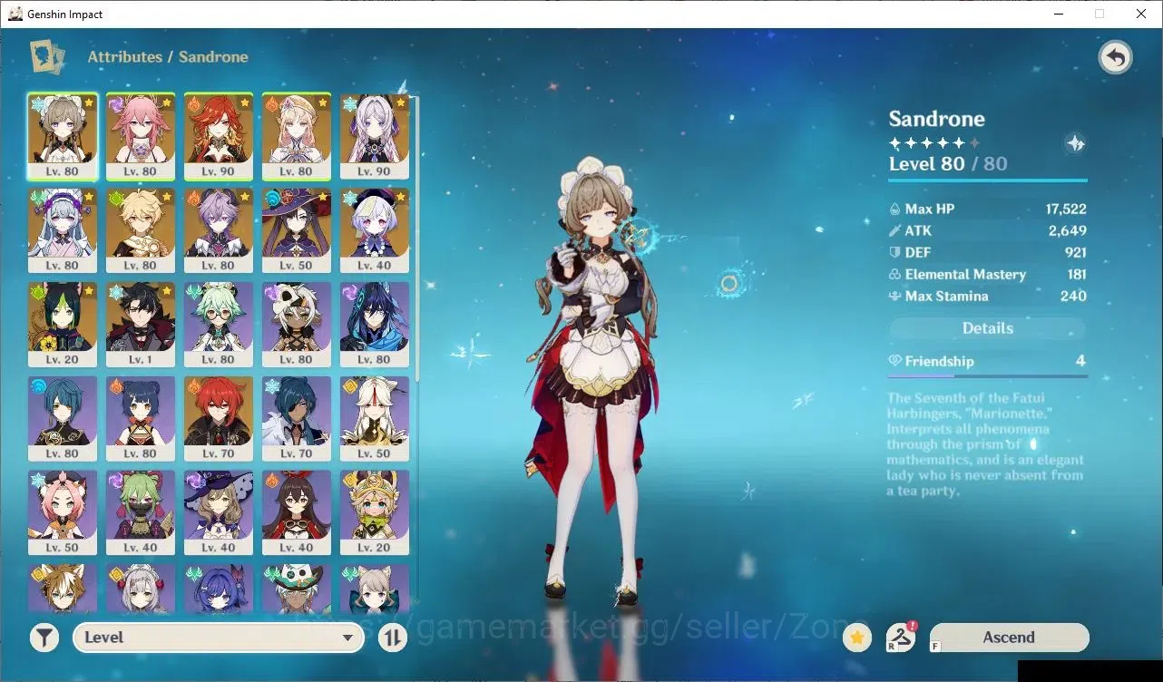 Genshin Impact Accounts Others ASIA|AR 55|7 Limited 5*CHAR+ 1(*5 Weapon)|Prem Mavuika(Citlali, Sandrone, Nicole, Durin 3