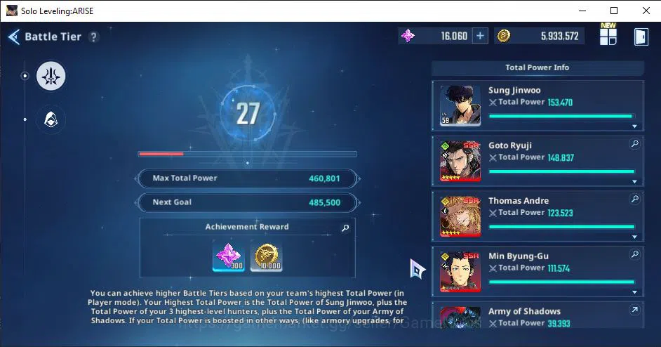 Solo Leveling: ARISE Accounts Total Power 460K |10SSR| GotoA5+SignA5, ThomasA5+Sign, ByungGuA1+Sign, AmamiyaA5+Sign 9
