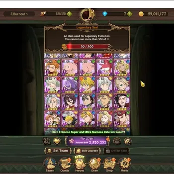 The Seven Deadly Sins: Grand Cross Accounts Endgame Global|2,5M CC|30 LS|3 LR+8 UR+Collab Gachia|P Brunhild,LMeli,P