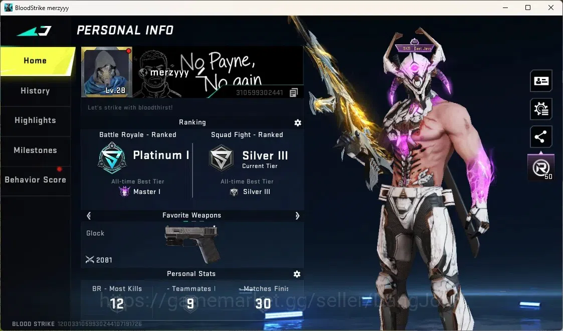Blood Strike Accounts Others ASIA | 1 Enzo Striker|2 ULTRA Gun: URB,SKS|5 ULTRA Striker|7 LEGENDARY Gun|1 Name Changing Card 1