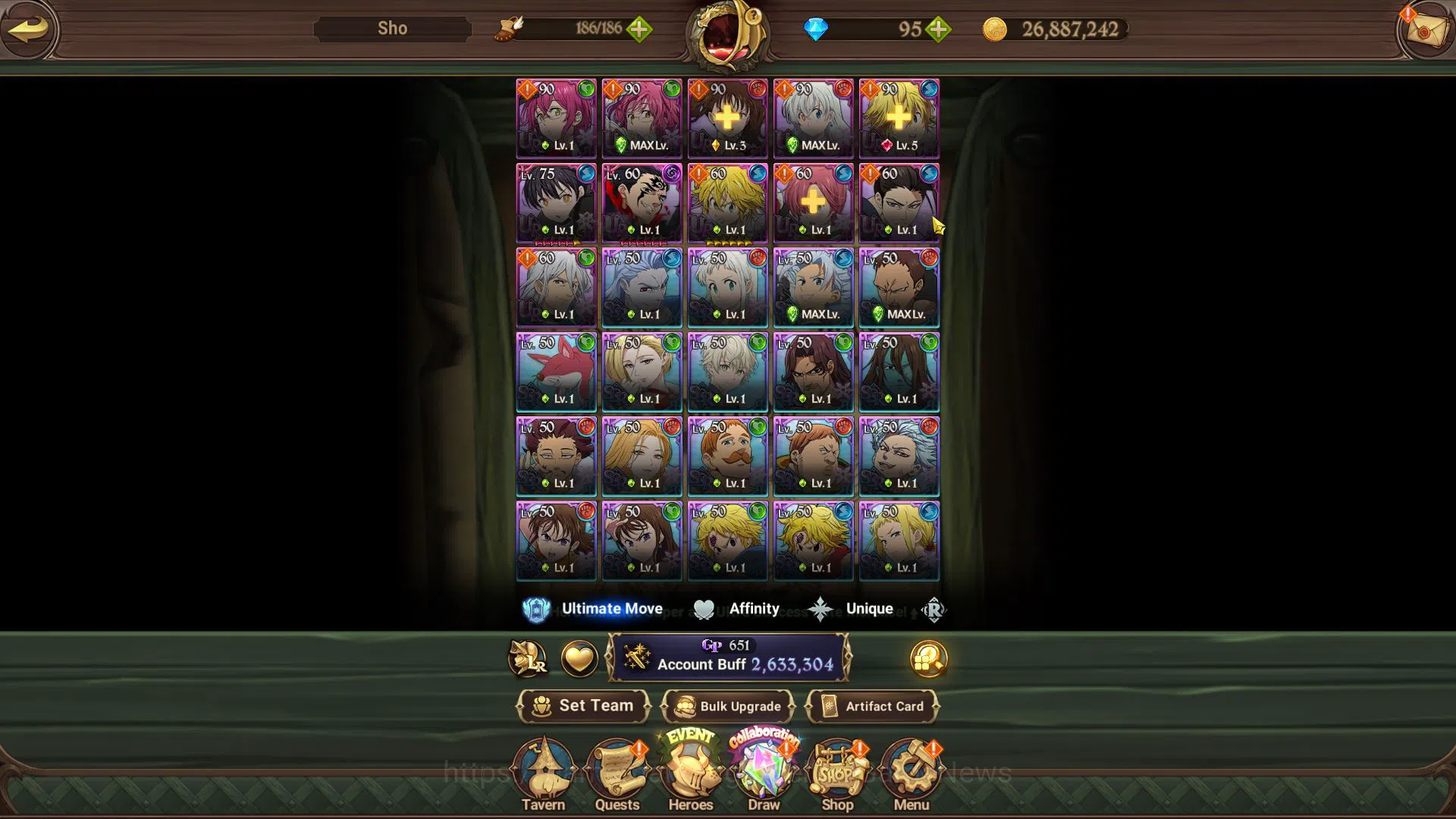 The Seven Deadly Sins: Grand Cross Accounts Midgame Global|2,6M CC|1 LR+5 UR+Full Collab 6