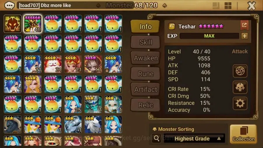 Summoners War: Sky Arena Accounts Starter GLOBAL | NB 5 TESHAR,Starter Gacha 115 12Y+160 11Y Scrool, 3 Legendary All 2