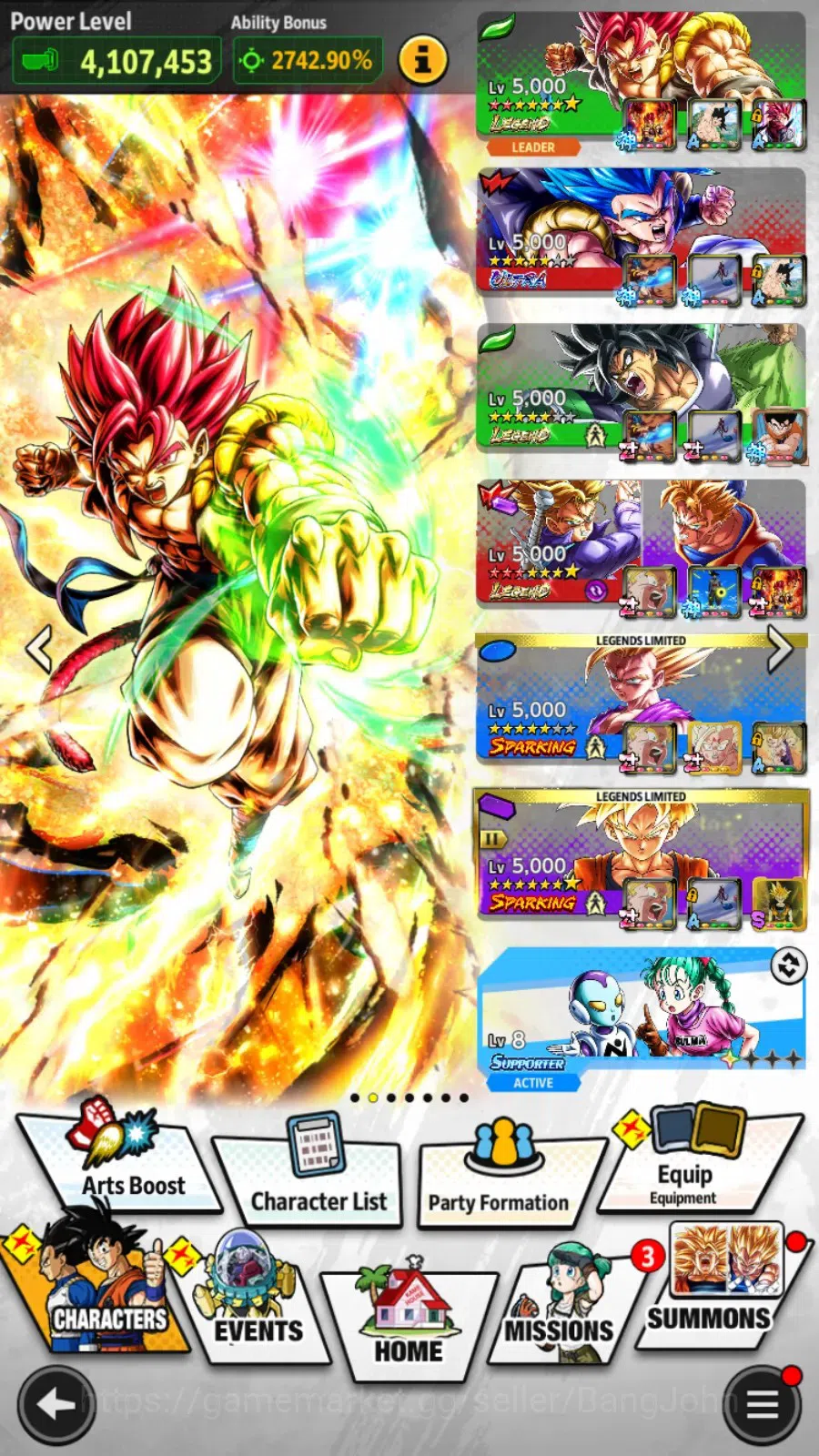Dragon Ball Legends Accounts High-End Android | Lvl 170|175M Total Power|2.5K CC|3 LR|4 UL|LR Trunks&Gohan,Broly Fury Etc|UL 12
